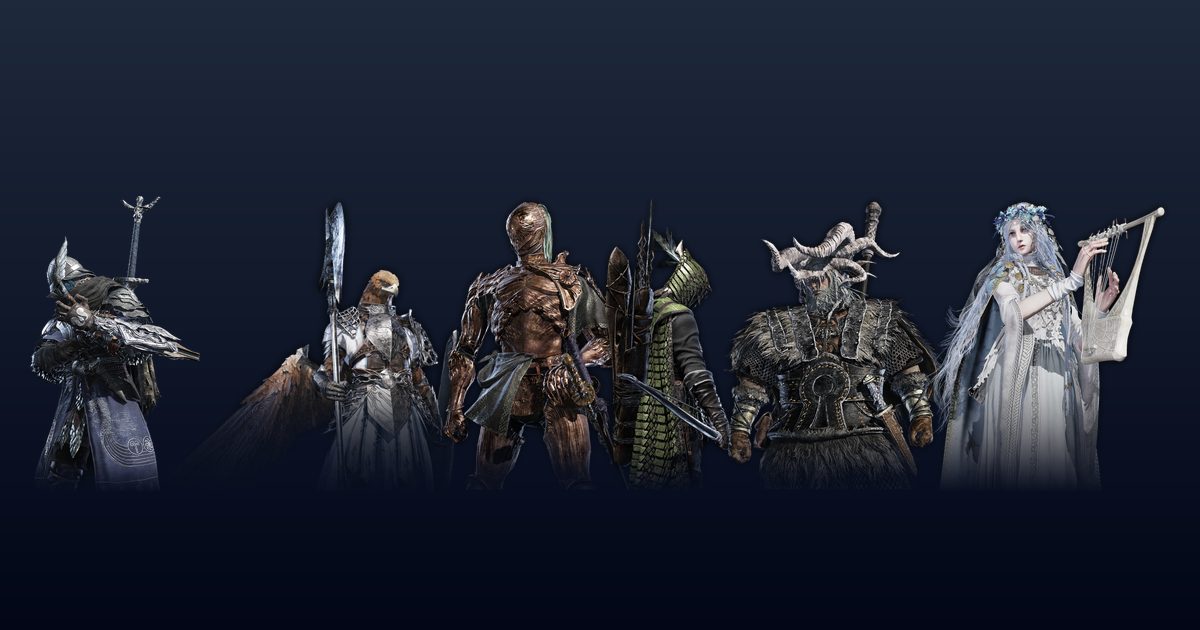Official renders of six Nightfarers side by side: Wylder, Guardian, Executor, Ironeye, Raider and Revenant